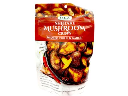 DJ&A Shiitake Mushroom Crisps Smoked Chilli and Garlic 30g For Sale